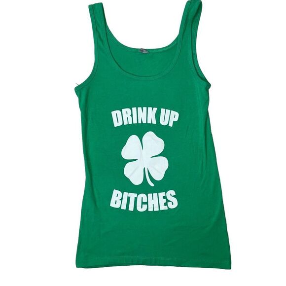 Tank Next Level brand green shamrock tank "Drink Up B*tches" St. Patrick's Day - Picture 1 of 6